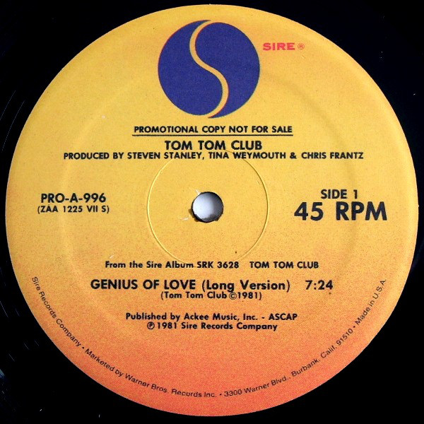 Tom Tom Club - Genius Of Love [Long Version]/ Lorelei[Insturmental] : 12inch