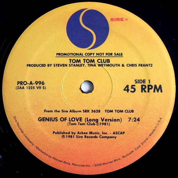 Tom Tom Club - Genius Of Love [Long Version]/ Lorelei[Insturmental]