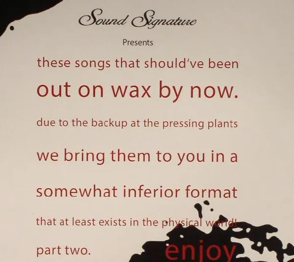 Various - Sound Signature - These Songs That Should’ve Been Out On Wax By Now. Part Two. : CD
