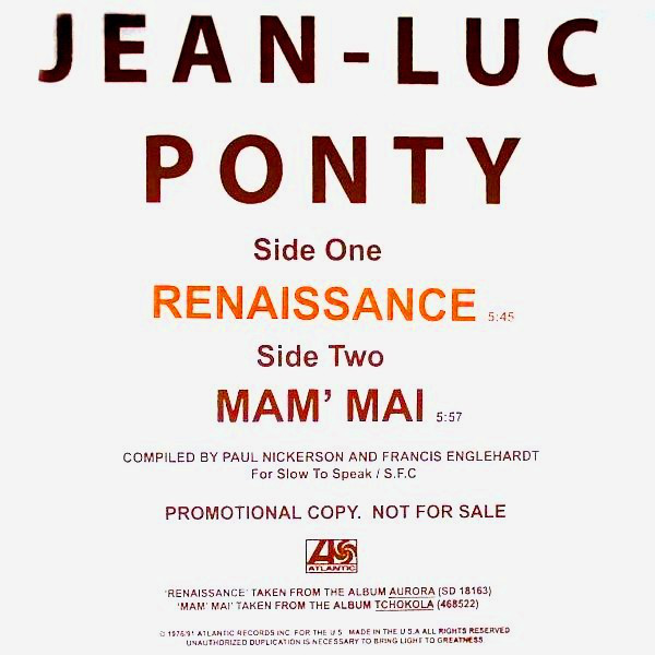 Jean-Luc Ponty - Renaissance / Mam' Mai : 12inch