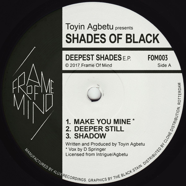 Toyin Agbetu Presents Shades Of Black - Deepest Shades EP : 12inch