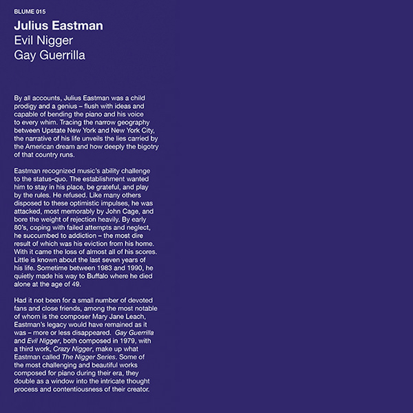 Julius Eastman - Evil Nigger / Gay Guerrilla
