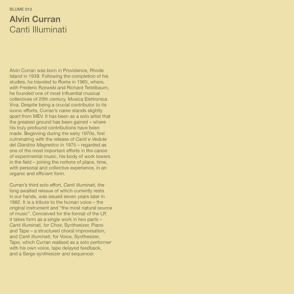 Alvin Curran - Canti Illuminati : LP