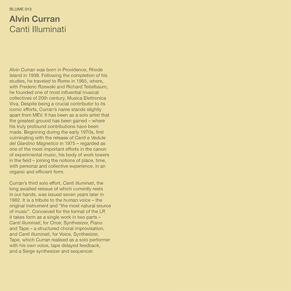 Alvin Curran - Canti Illuminati