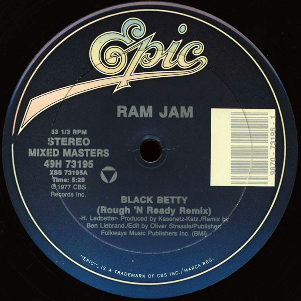 Ram Jam - Black Betty (Remix) : 12inch