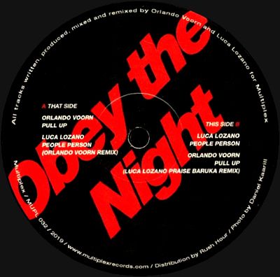 Orlando Voorn / Luca Lozano - OBEY THE NIGHT : 12inch