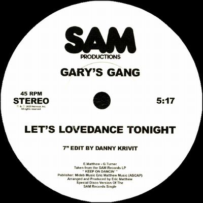 Gary's Gang / Convertion - Let&#039;s Lovedance Tonight / Let&#039;s Do It (Danny Krivit 7" Edits) : 7inch