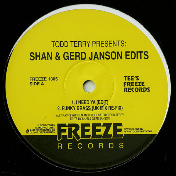 Todd Terry - TODD TERRY Presents: SHAN & GERD JANSON EDITS : 12inch