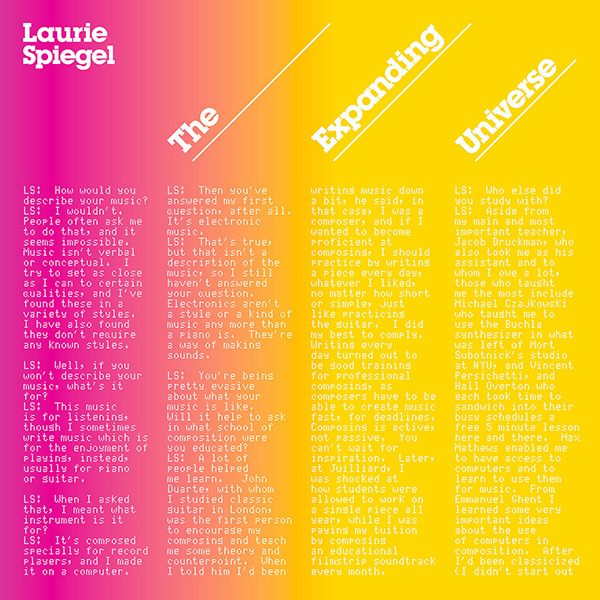 Laurie Spiegel - The Expanding Universe : 3LP