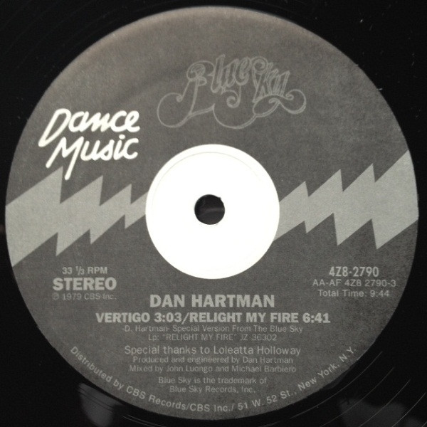 Dan Hartman - Vertigo / Relight My Fire : 12inch