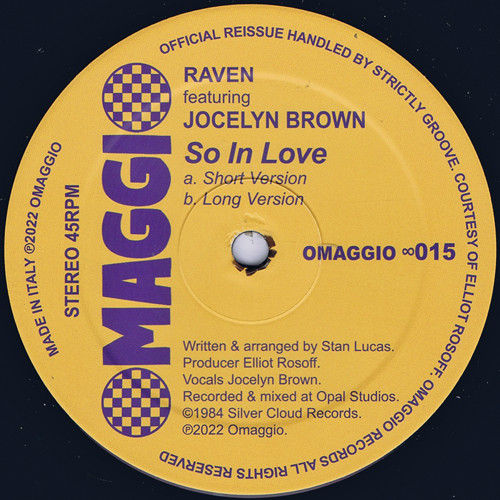 Raven Featuring Jocelyn Brown - So In Love : 12inch