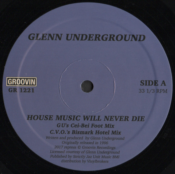 Glenn Underground - House Music Will Never Die : 12inch