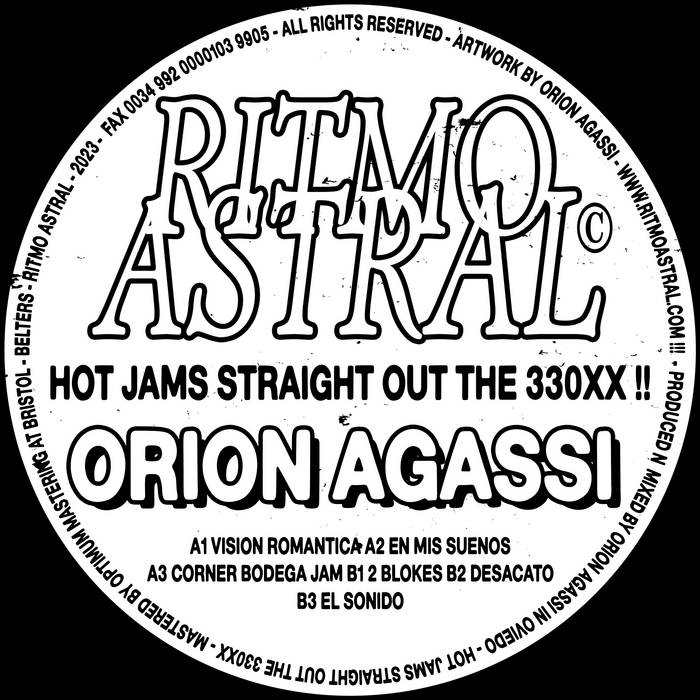 Orion Agassi - Hot Jams Straight Out The 330XX !! : 12inch