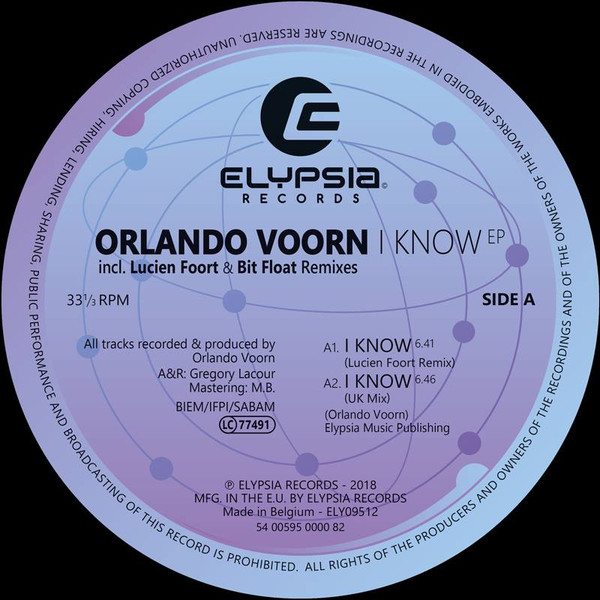 ORLANDO VOORN - I Know (Including Lucien Foort Remix) : 12inch