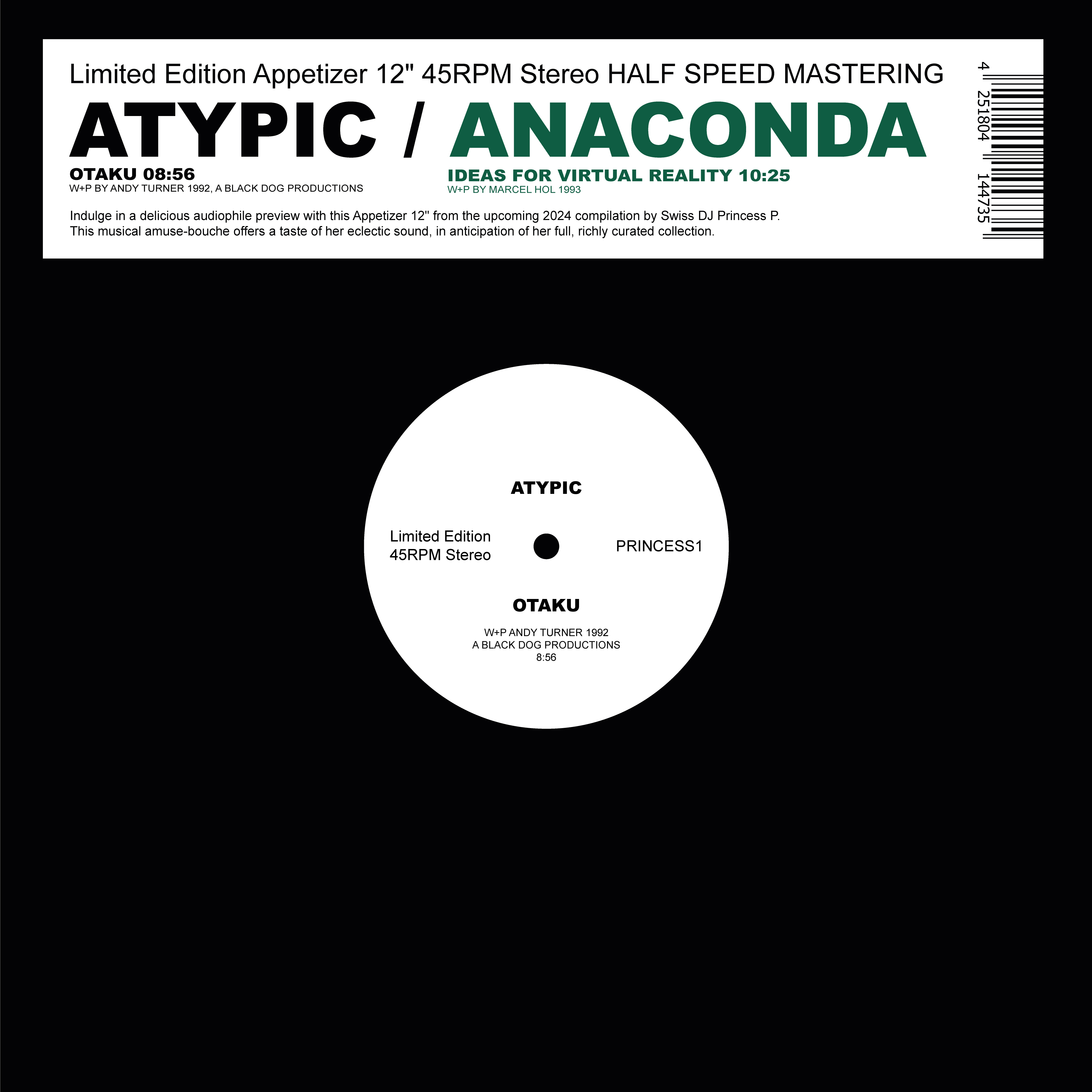 V/A (Atypic (Black Dog Productions) / Anaconda) - Princess P. presents : 12inch