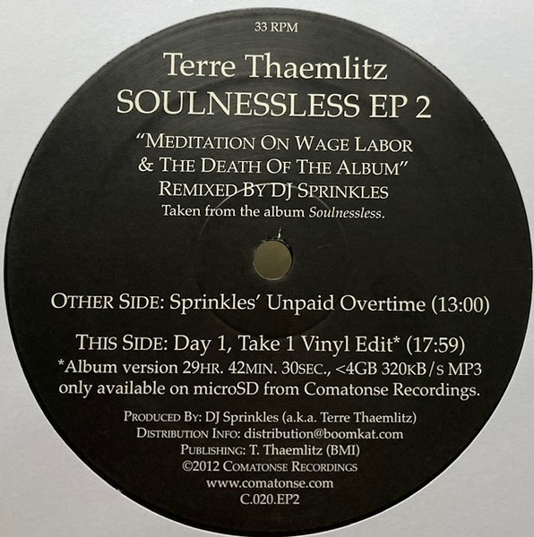 Terre Thaemlitz - Soulnessless EP 2 (DJ Sprinkles Remix) : 12inch