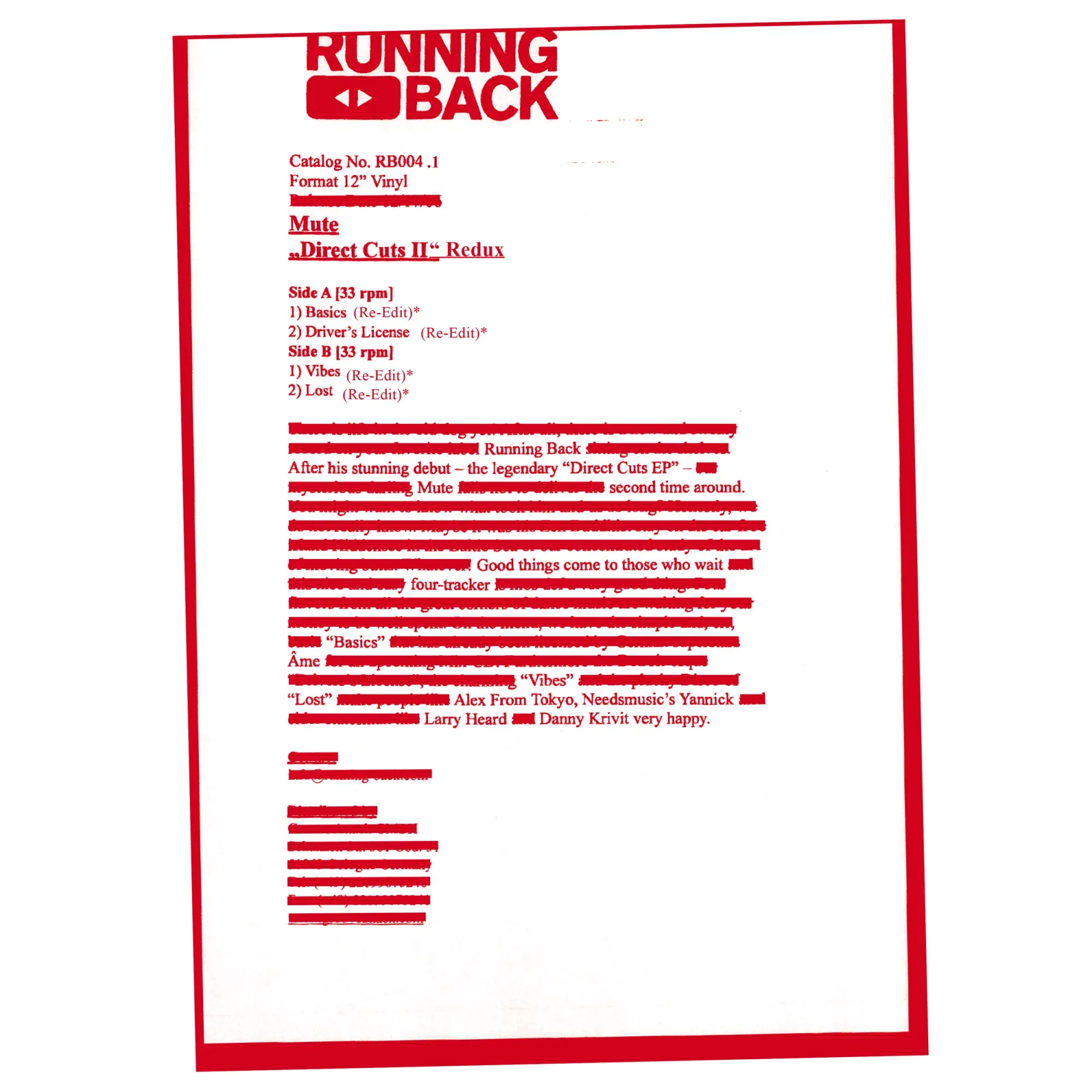 Mute - Direct Cuts II - Redux (Gerd Janson Re-Edits) : 12inch