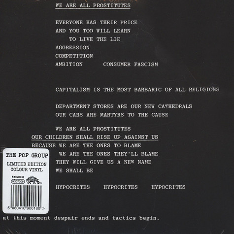 The Pop Group - We Are All Prostitutes : 7inch