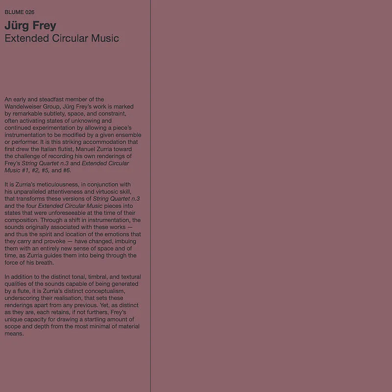 Jürg Frey - Extended Circular Music : LP(color)