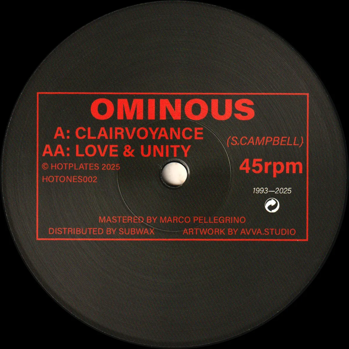 Ominous - Clairvoyance / Love & Unity : 12inch