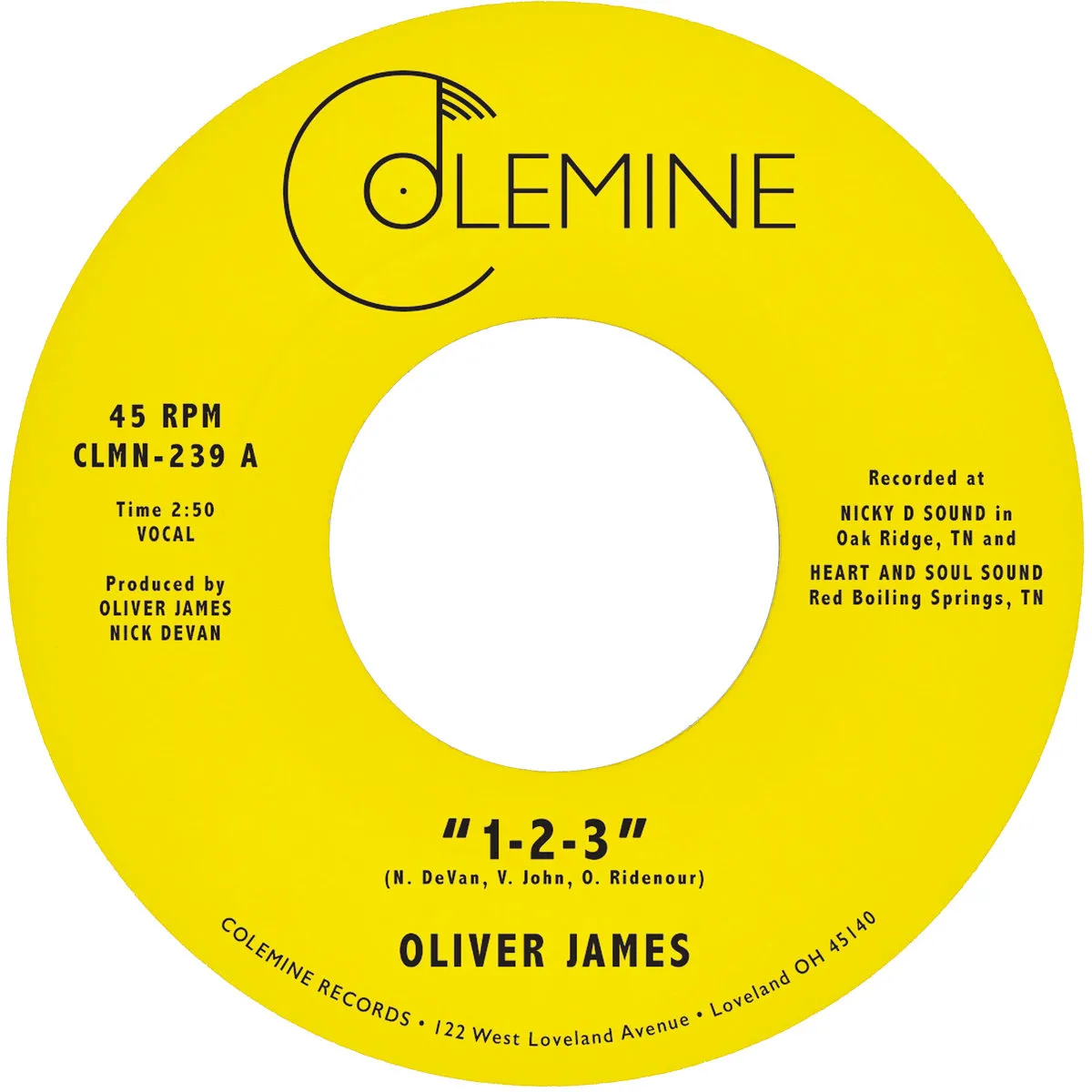 Oliver James - 1-2-3 / Nothing Is Forever : 7inch
