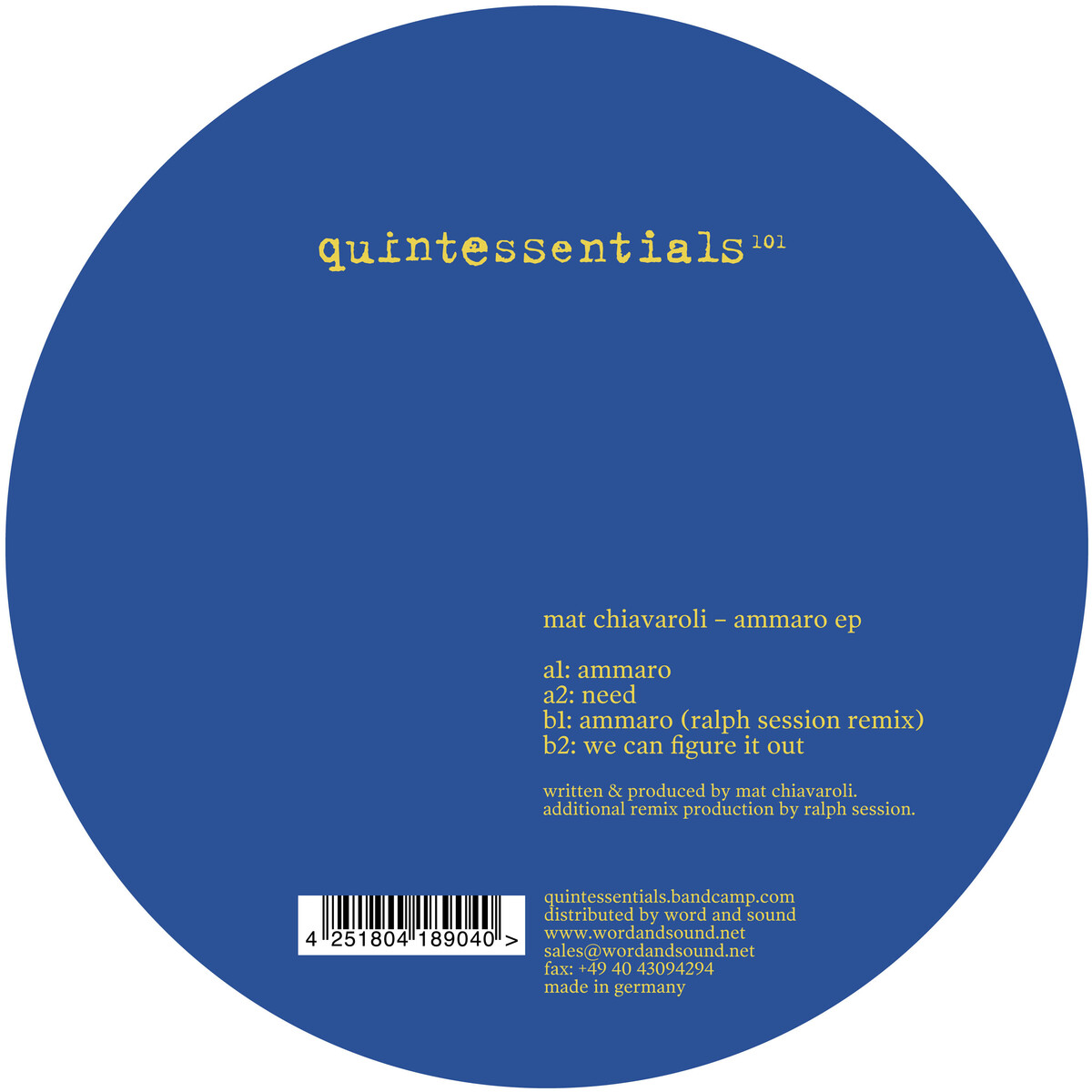 Mat Chiavaroli - Ammaro EP : 12inch