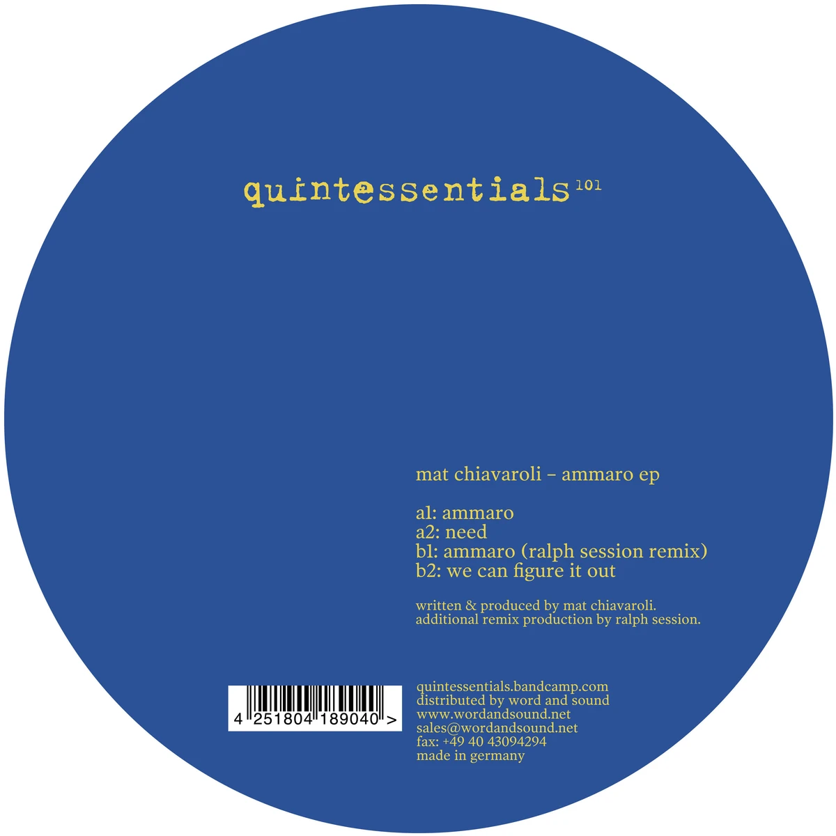 Mat Chiavaroli - Ammaro EP : 12inch