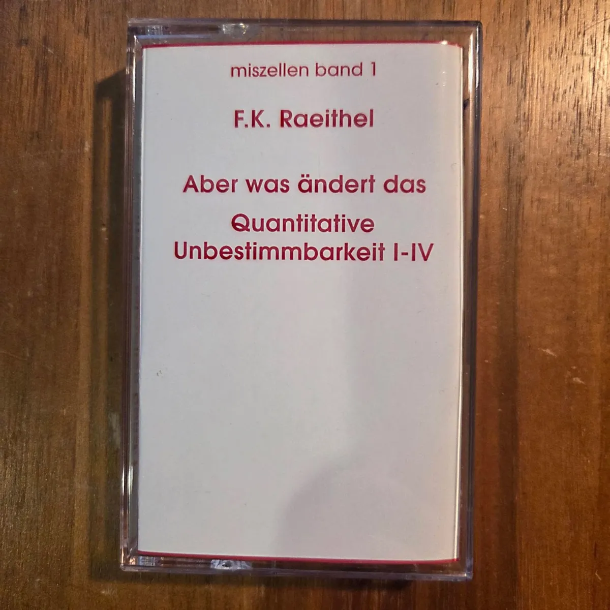 F.K. Raeithel - Aber Was Ändert Das? / Quantitative Unbestimmbarkeit I–IV : Casette