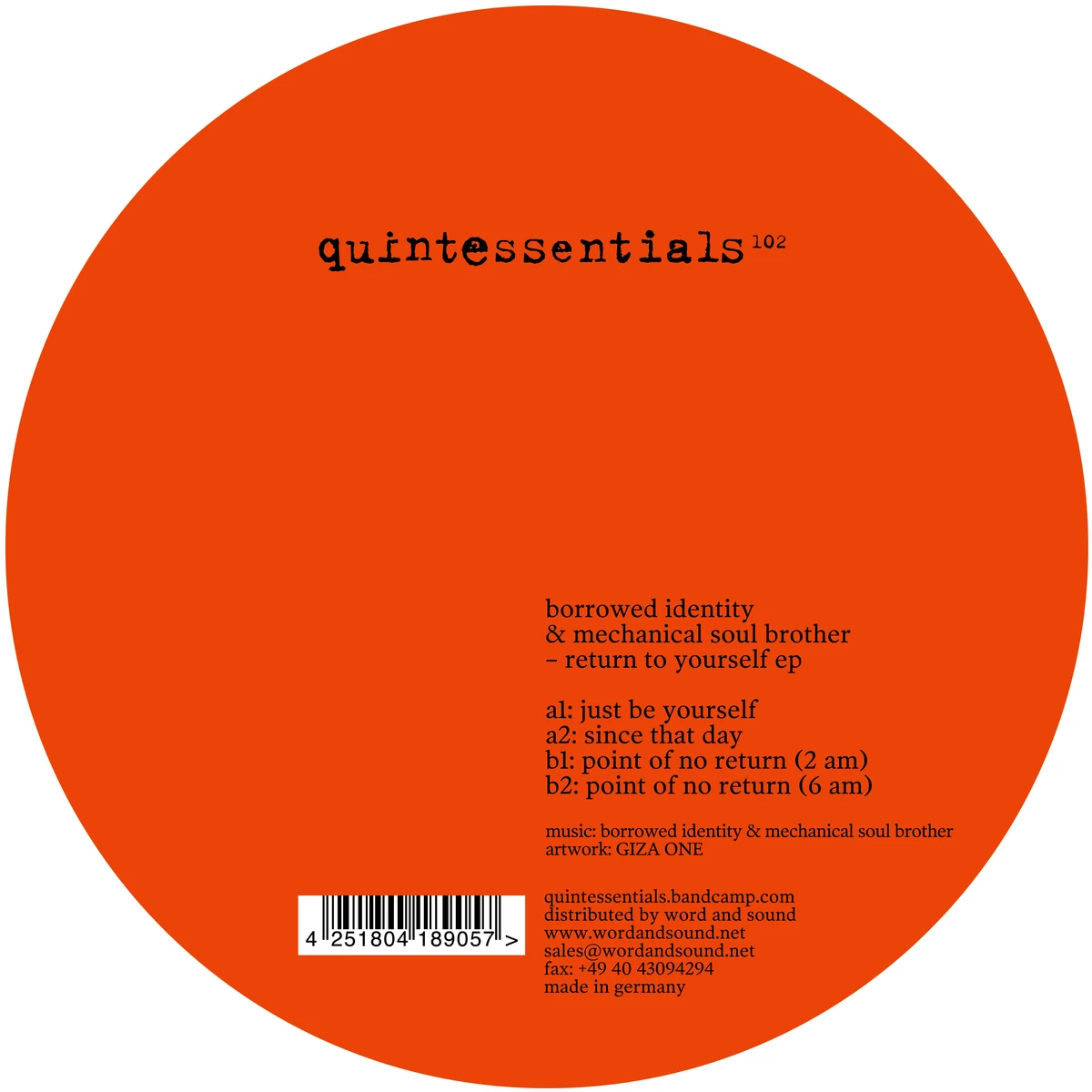 Borrowed Identity & Mechanical Soul Brother - Return to yourself EP : 12inch