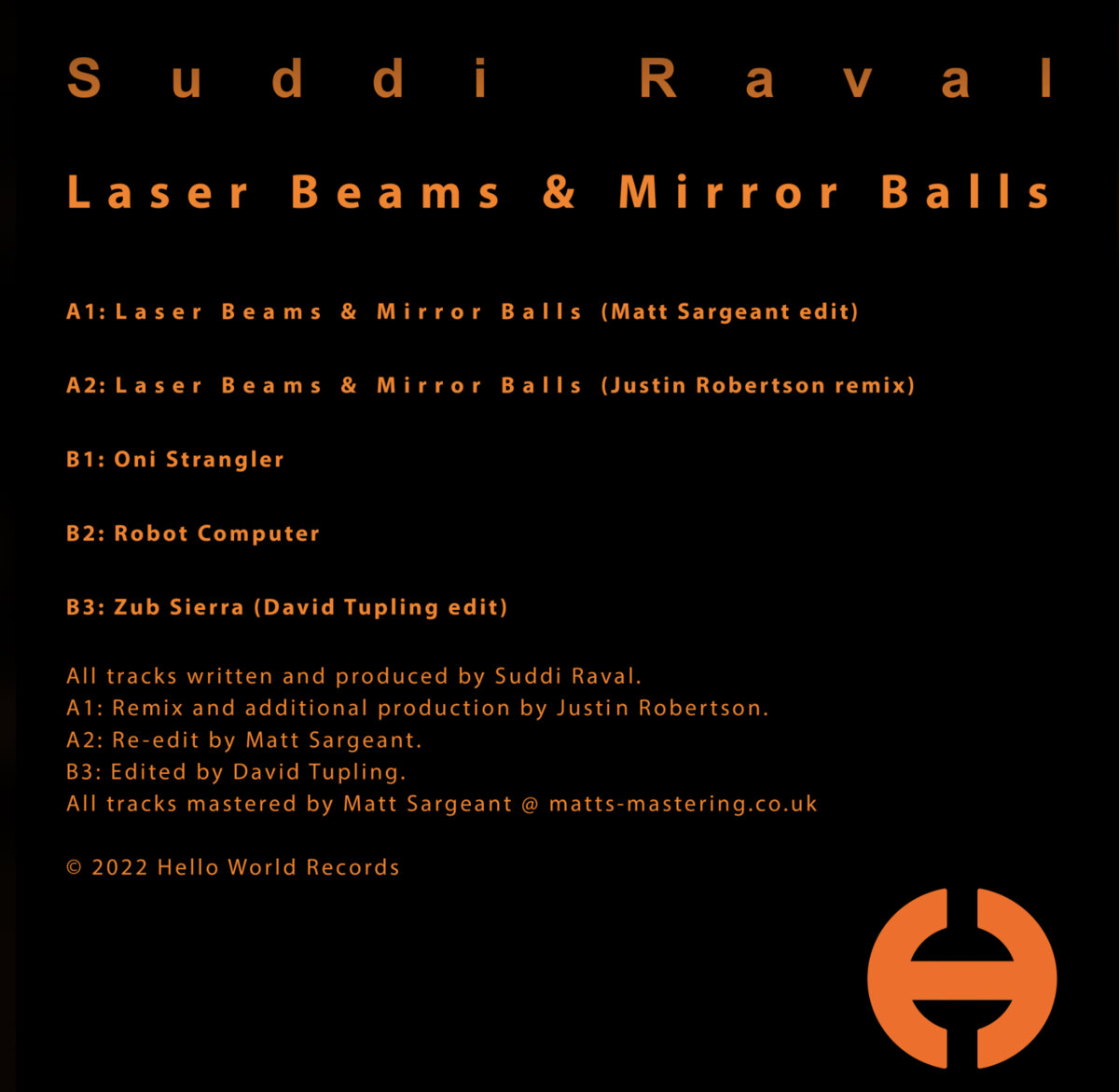 Suddi Raval - Laserbeams and Mirror Balls EP : 12inch