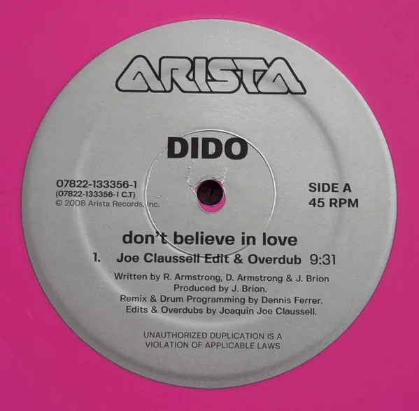 DIDO - Don't Believe In Love : 12inch